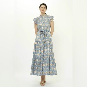Oliphant Ruffle Collar Button Maxi Dress